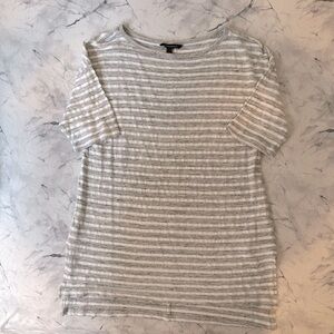 Banana Republic Grey White Stripe Linen Blend Top M